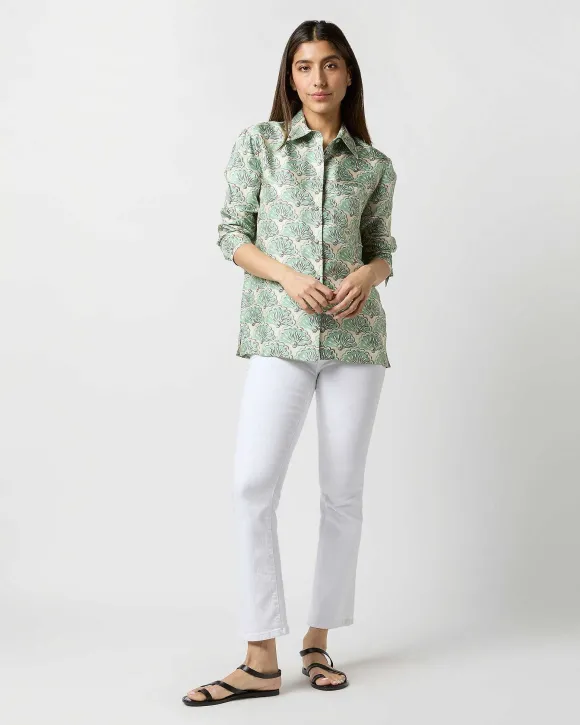 Boy Shirt In Mint Fans Silk Twill^La DoubleJ Shop