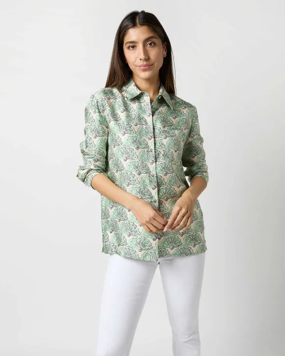 Boy Shirt In Mint Fans Silk Twill^La DoubleJ Shop