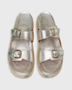 Double-Buckle Platform Slide^Ann Mashburn Shop