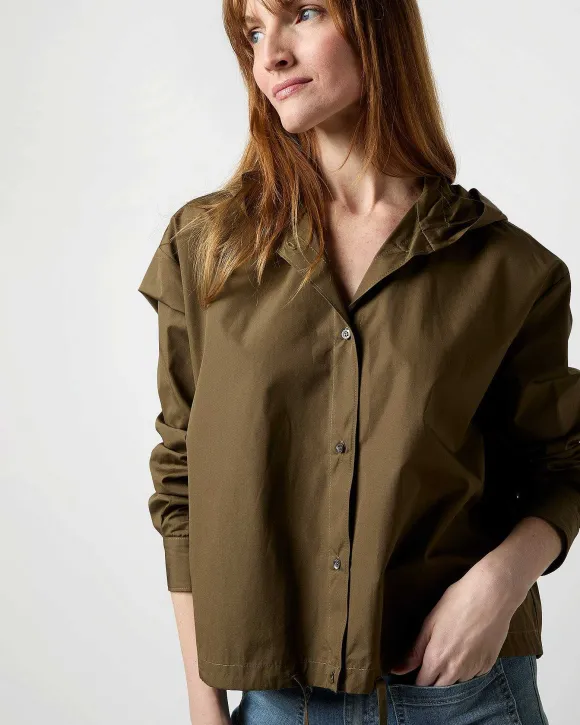 Drawstring Hooded Shirt Jacket^Aspesi New