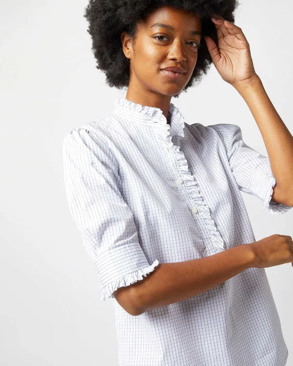 Elbow-Sleeve Frill Shirt^Ann Mashburn Clearance
