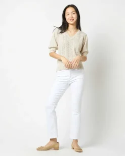 Giselle Pointelle V-Neck Sweater^Ann Mashburn New