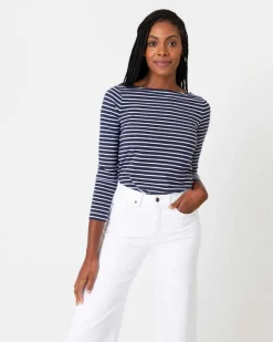 Long-Sleeved Boatneck Tee^Ann Mashburn Fashion