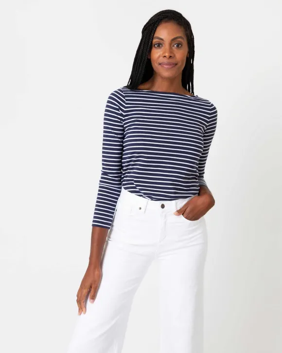 Long-Sleeved Boatneck Tee^Ann Mashburn Fashion