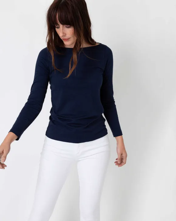 Long-Sleeved Boatneck Tee^Ann Mashburn Store