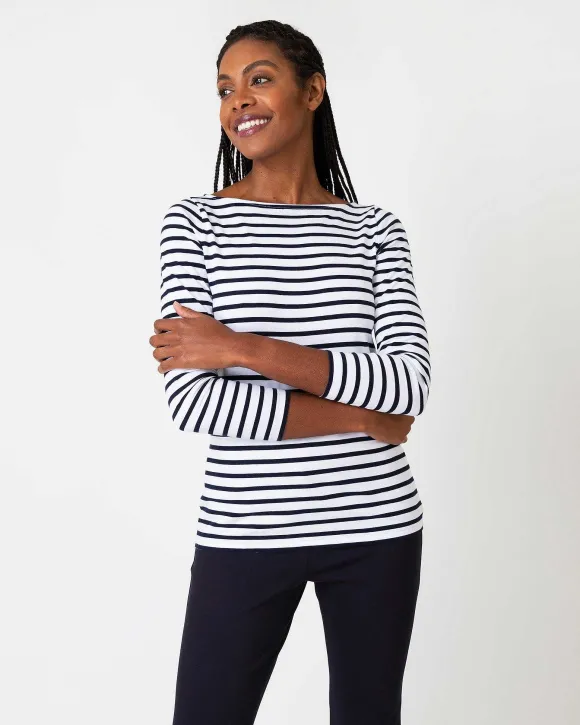 Long-Sleeved Boatneck Tee^Ann Mashburn Clearance