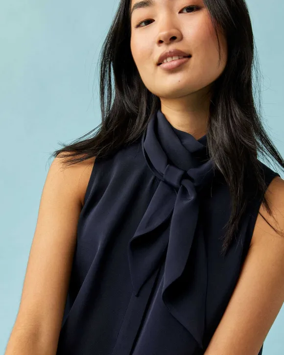 Sleeveless Tie-Neck Blouse^Ann Mashburn Store