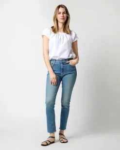 The Mid Rise Dazzler Ankle Fray Jean^Mother Denim New